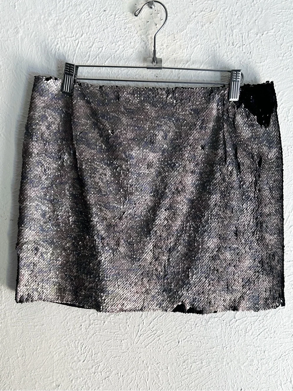 Free People FP One Reversible Black Silver Sequin Mini Skirt Small Party Sz 10